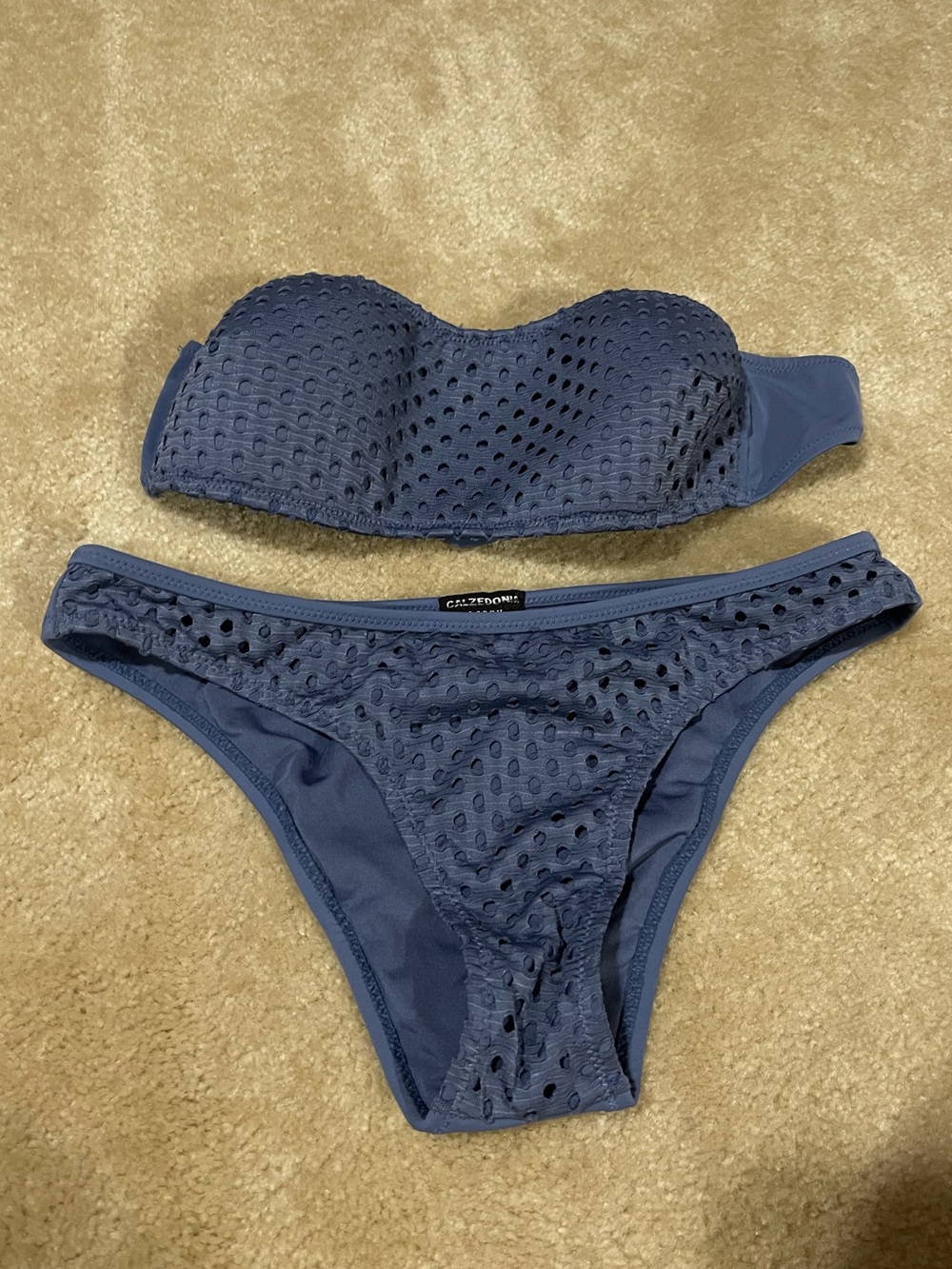 Eyelet Strapless Bikini Set
